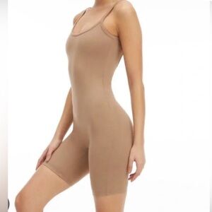 Good American Tan Sleeveless low back romper
